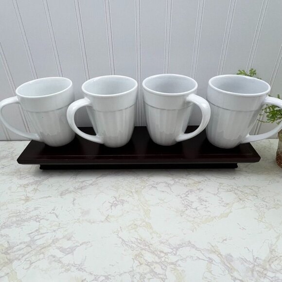 Corningware Set of 4 French White Porcelain Coffee Mugs - Picture 3 of 11